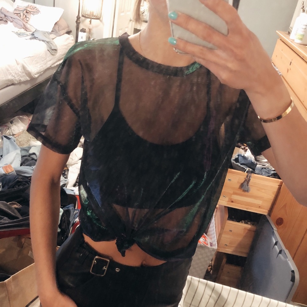 Silence + Noise mesh metallic tee